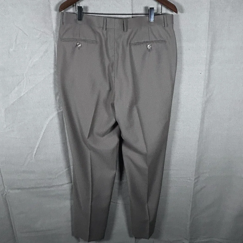 Tiglio Luxe Lanificio Di Biella Mens 36R Virgin Wool Dress‎ Pants Taupe Brown